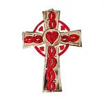 Ornament: Crimson Celtic Cross Ornament with Heart