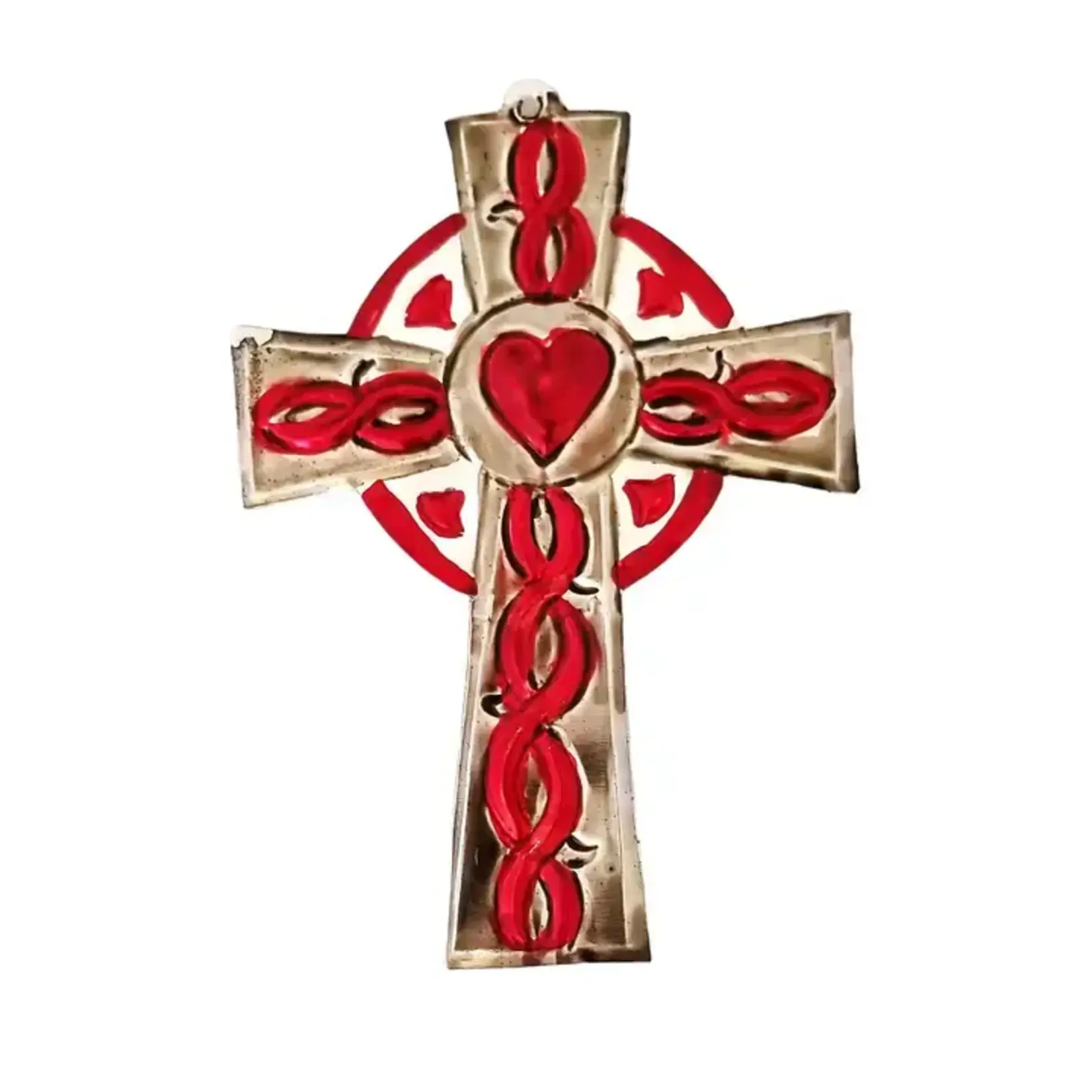 Ornament: Crimson Celtic Cross Ornament with Heart