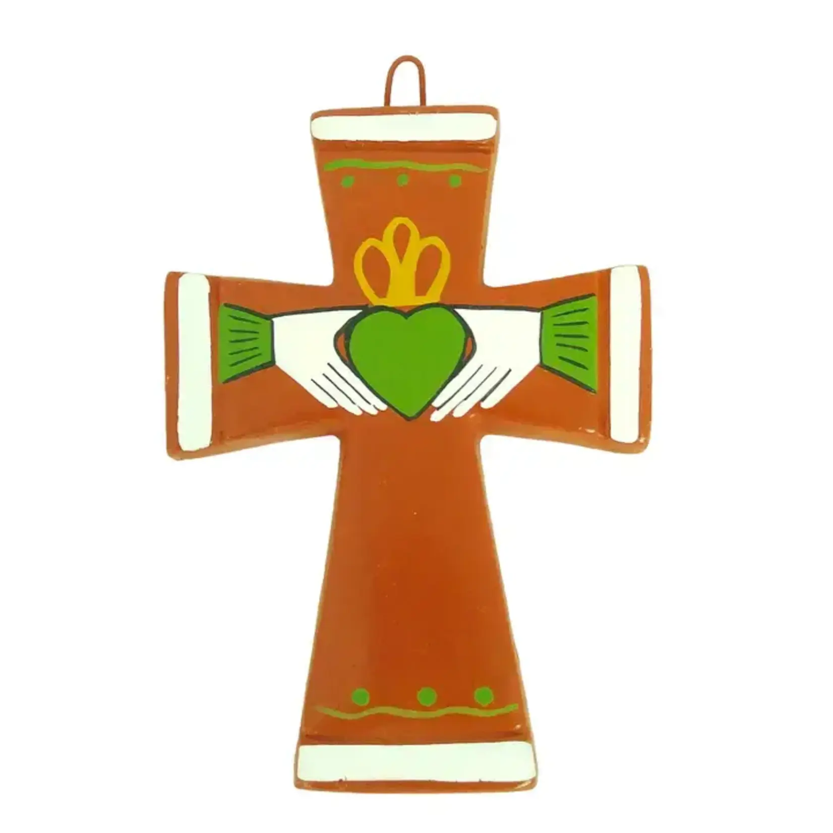 Ornament: Terra Cotta Cross with Claddagh