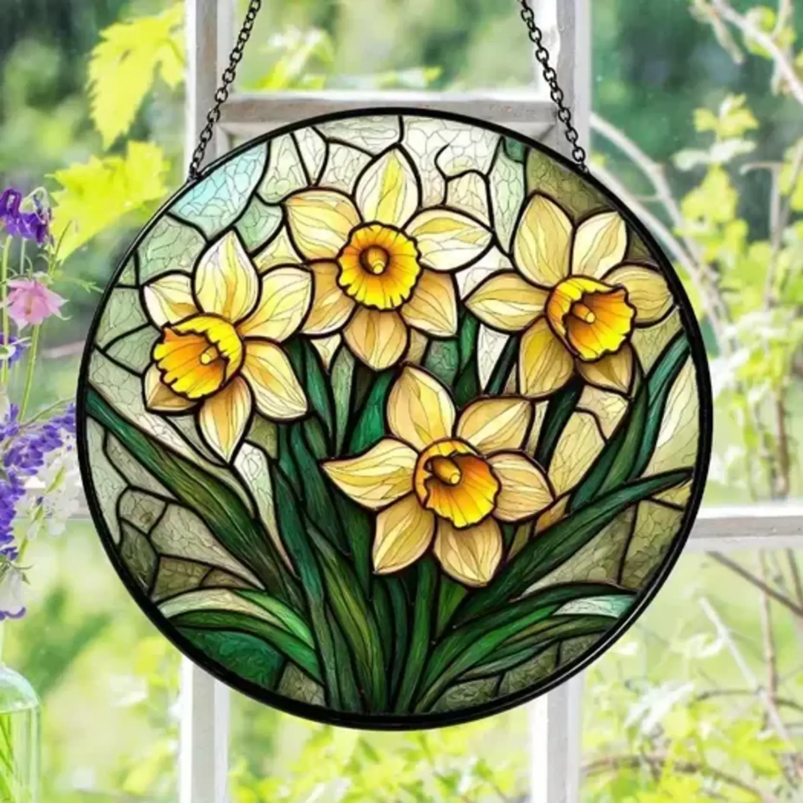NVC Ecommerce LLC Home: Round Daffodil Suncatcher 6"
