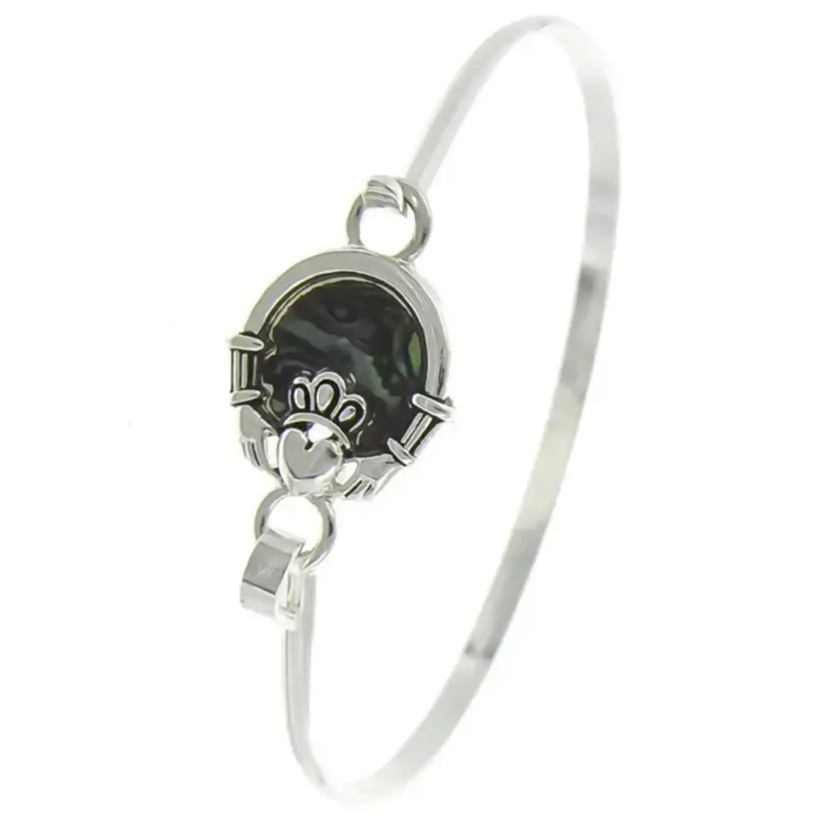 0011 PREMIERE Bracelet: Claddagh Heart Abalone Casting Brass Bangle