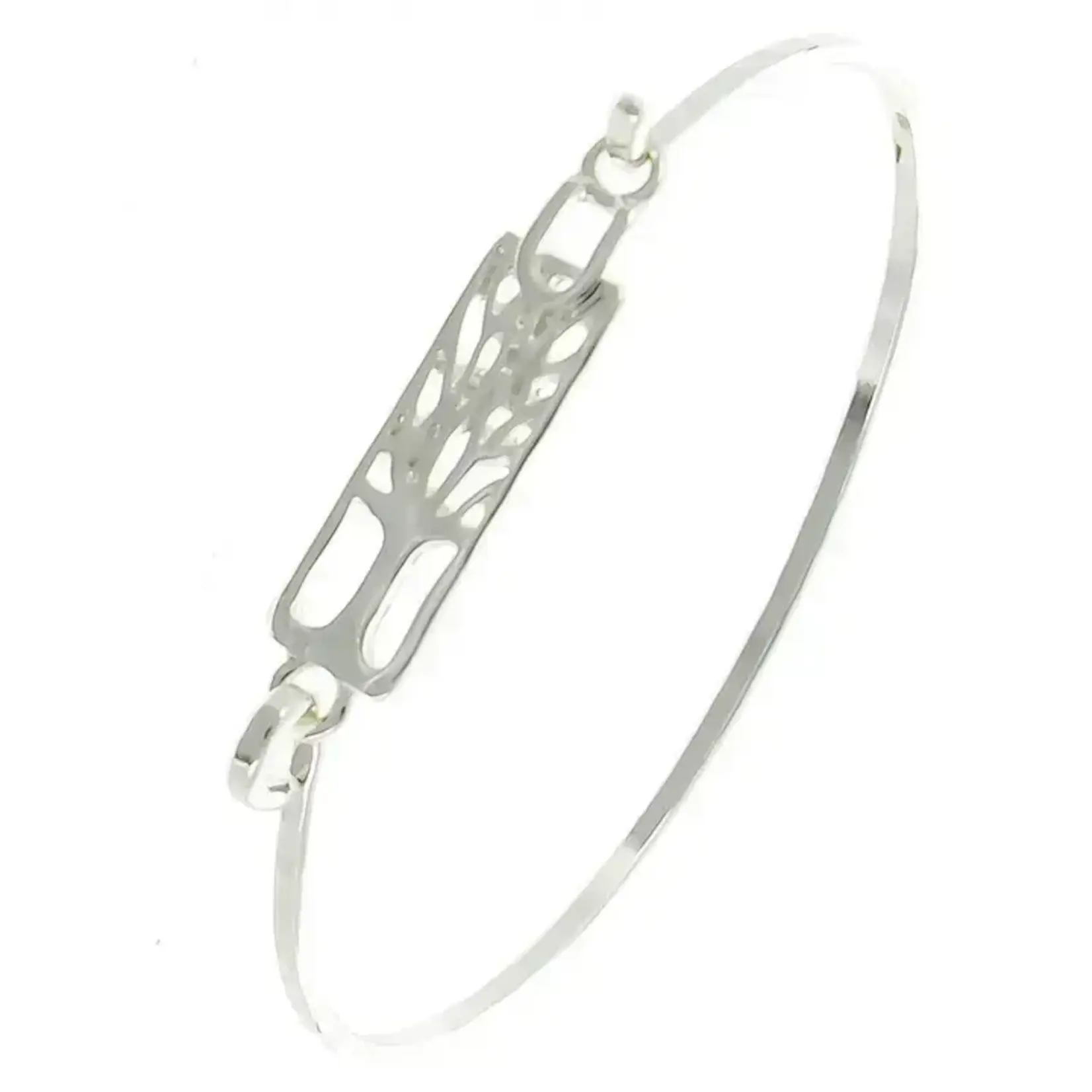 0011 PREMIERE Bracelet: Silver Tree of Life Metal Rectangle Casting Bangle