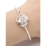 Bracelet: Matte Silver Tree of Life Cutout Metal Casting Bangle