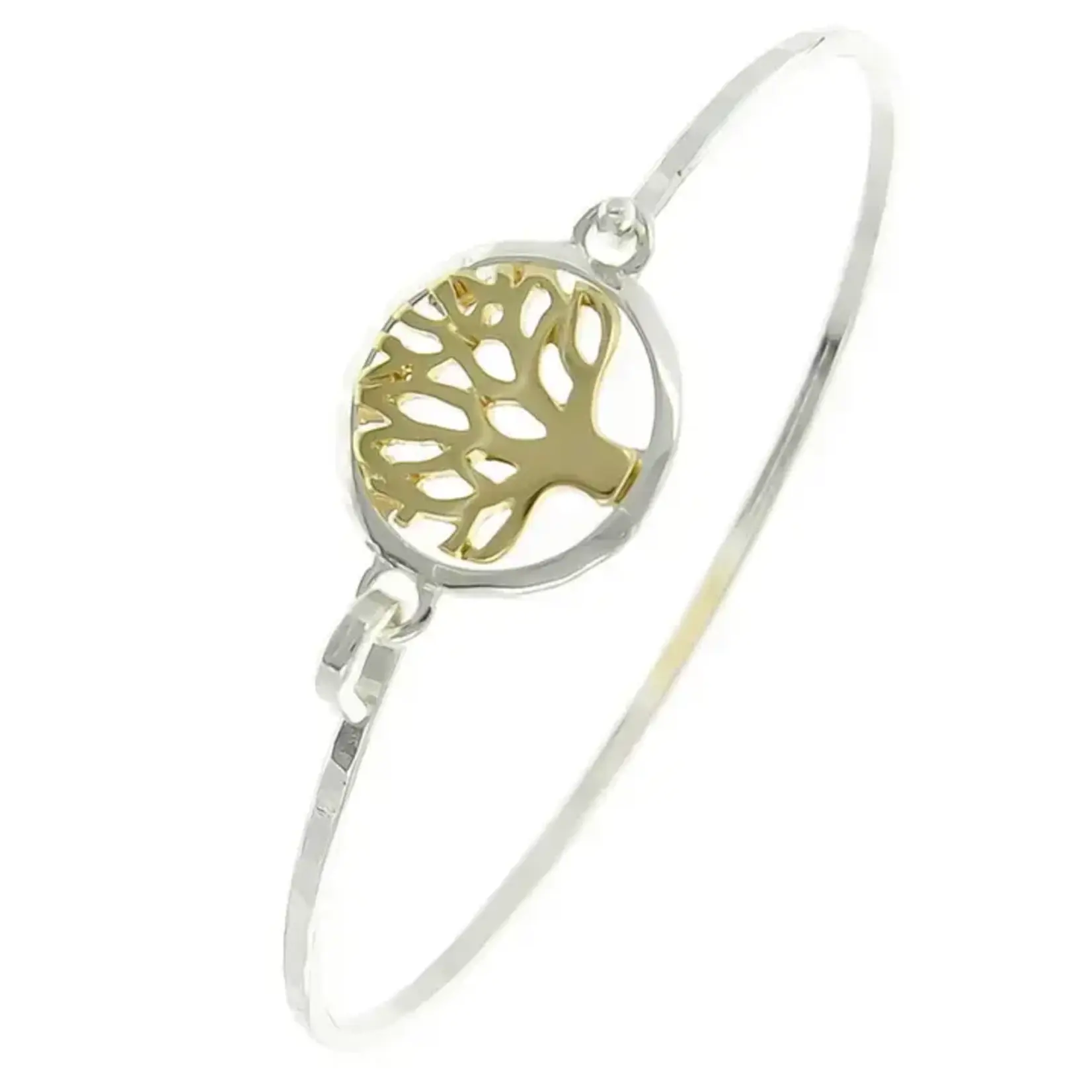 0011 PREMIERE Bracelet: Silver & Gold Tree of Life Cutout Metal Casting Bangle