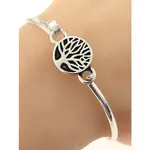 Bracelet: Black & Silver Round Tree of Life Brass Casting Bangle