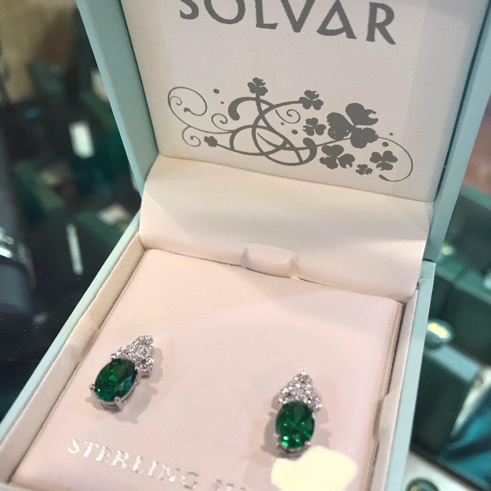 Earrings: SS Trinity Lab Emerald