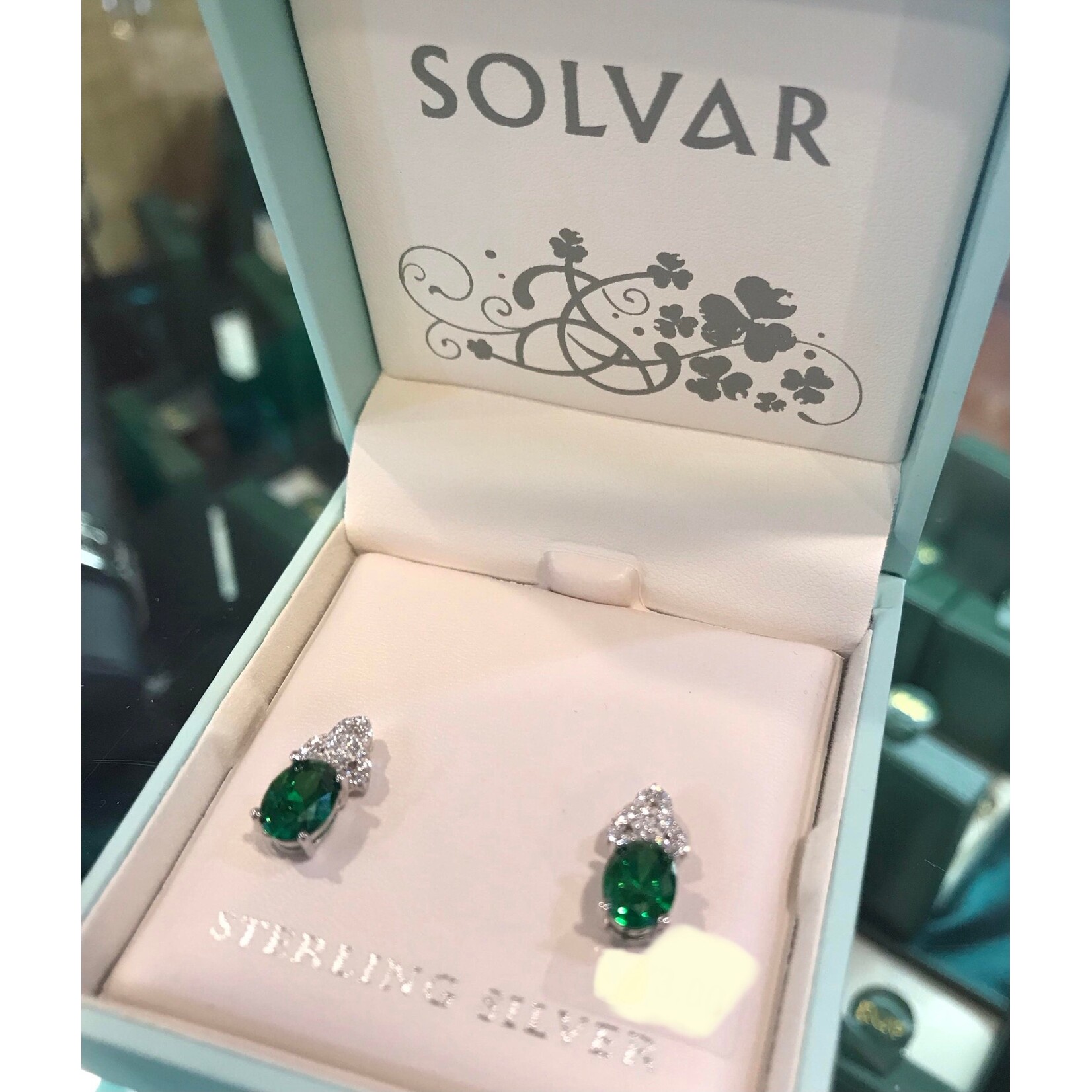 Earrings: SS Trinity Lab Emerald