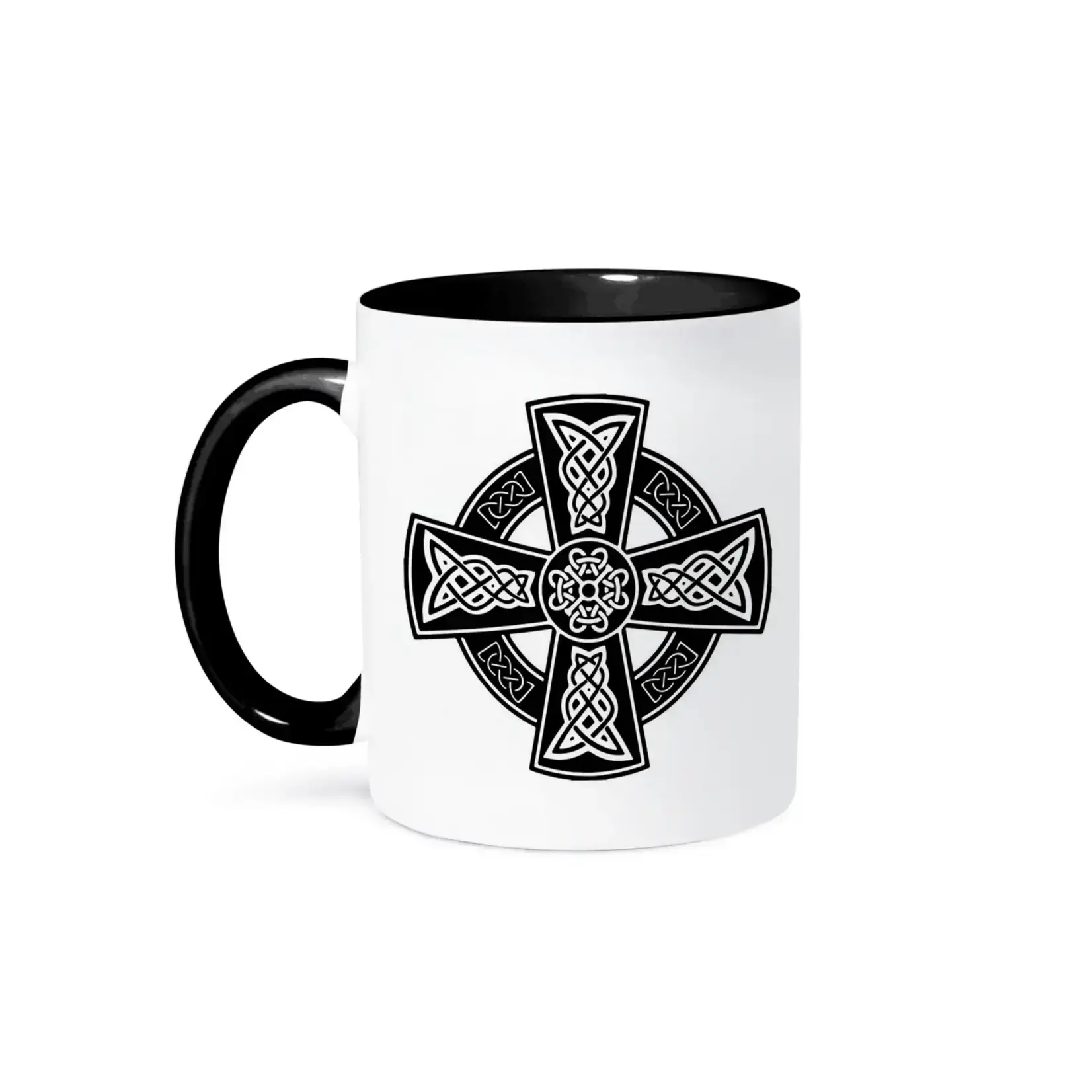 3D Rose Mug: Black and White Celtic Cross