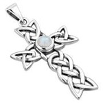 925jewelry.com Pendant: SS Moonstone Celtic Cross