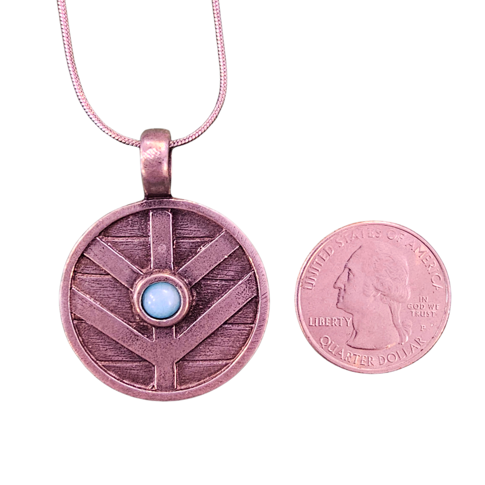 Necklace: Viking Shield w/Denim Lapis