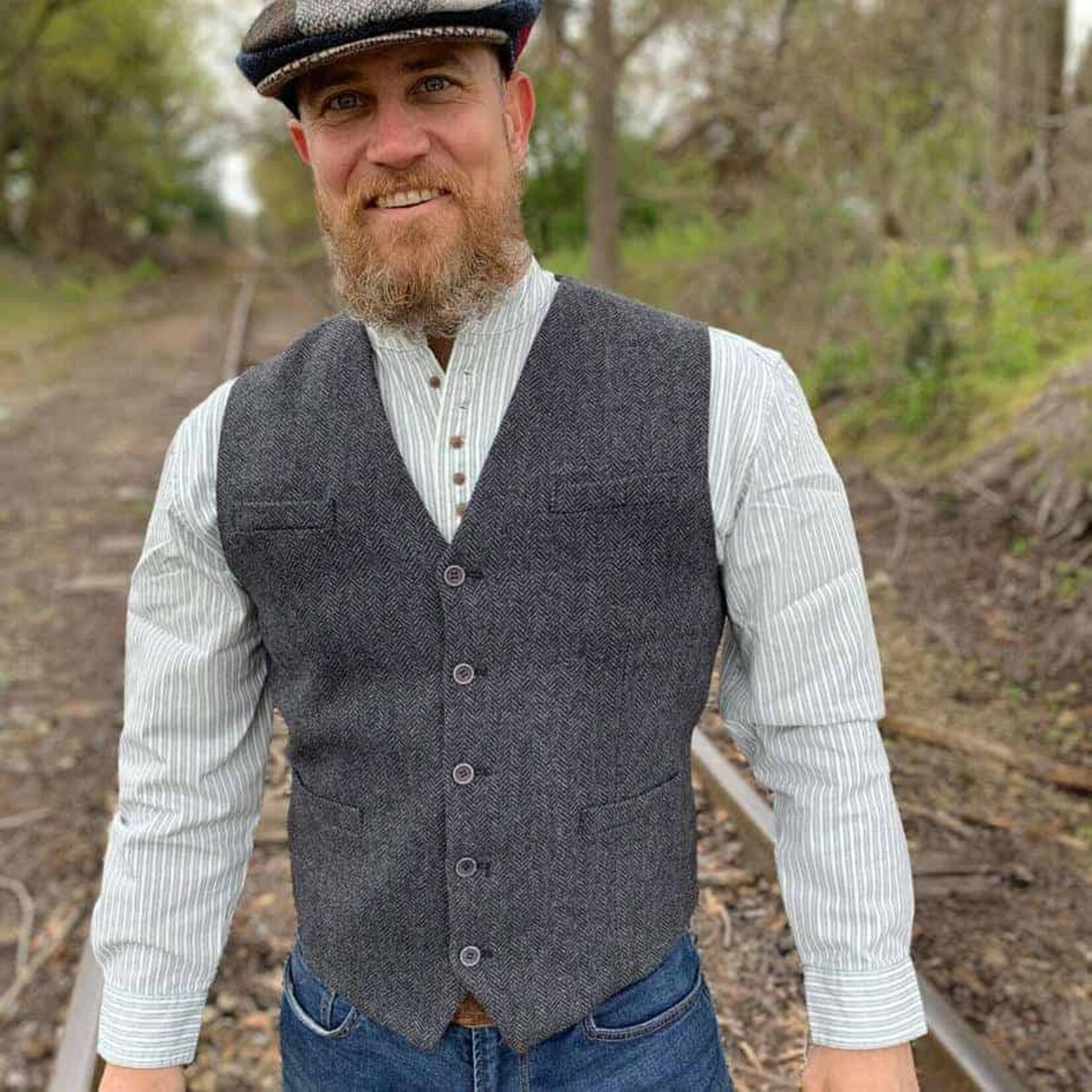 Vest: Home Spun Charcoal Wool Blend