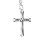 Necklace: SS Oxidized Trinity Rope Cross (Sm)