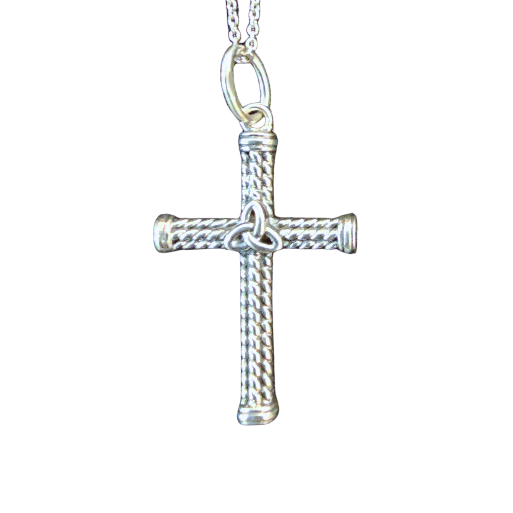Necklace: SS Oxidized Trinity Rope Cross