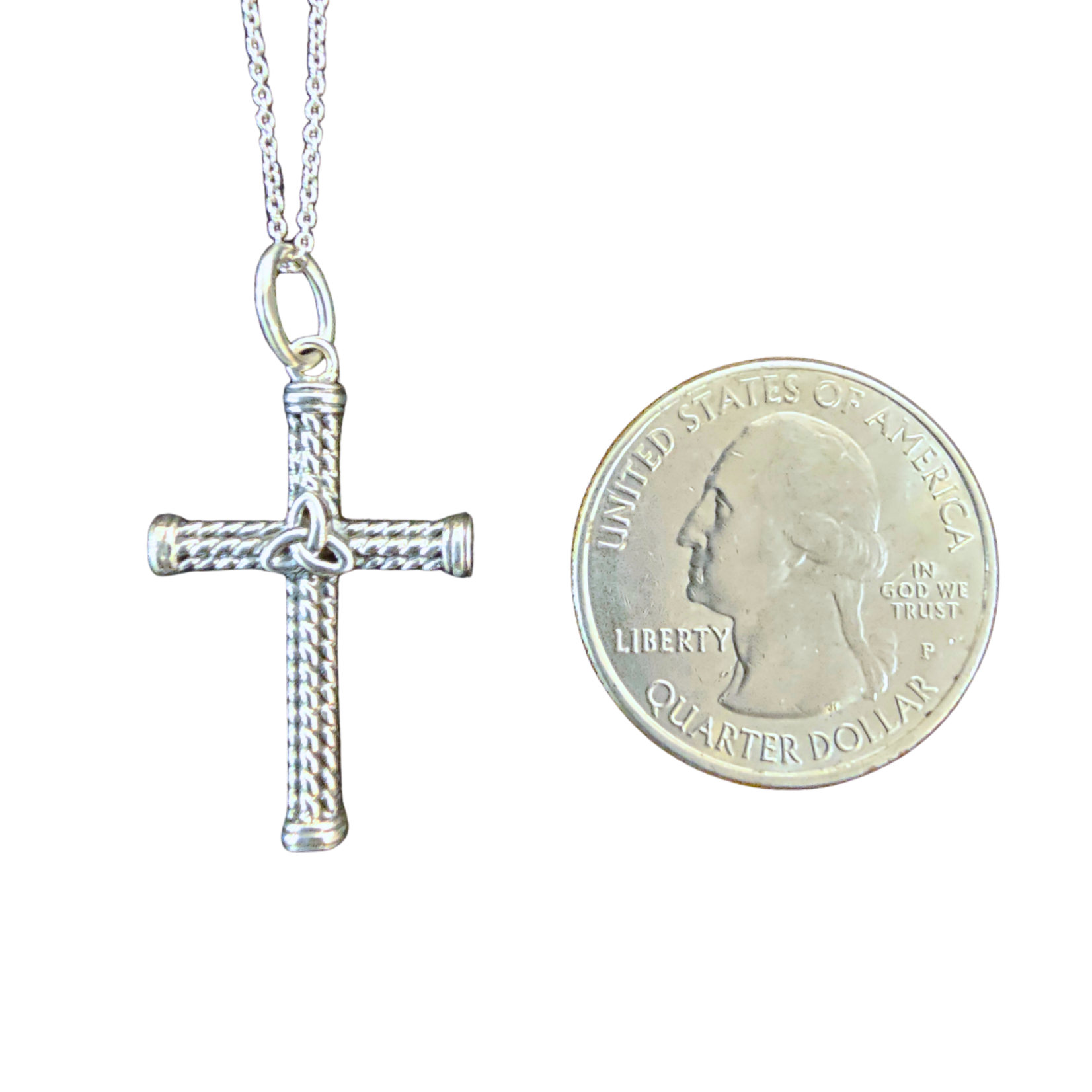 Necklace: SS Oxidized Trinity Rope Cross