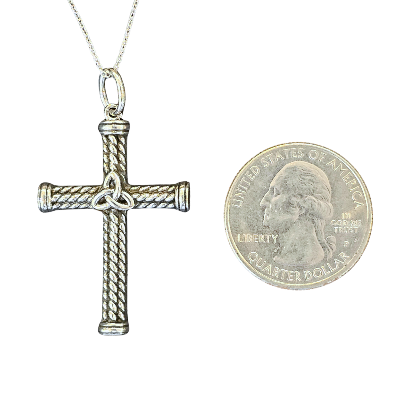 Necklace: SS Oxidized Trinity Rope Cross