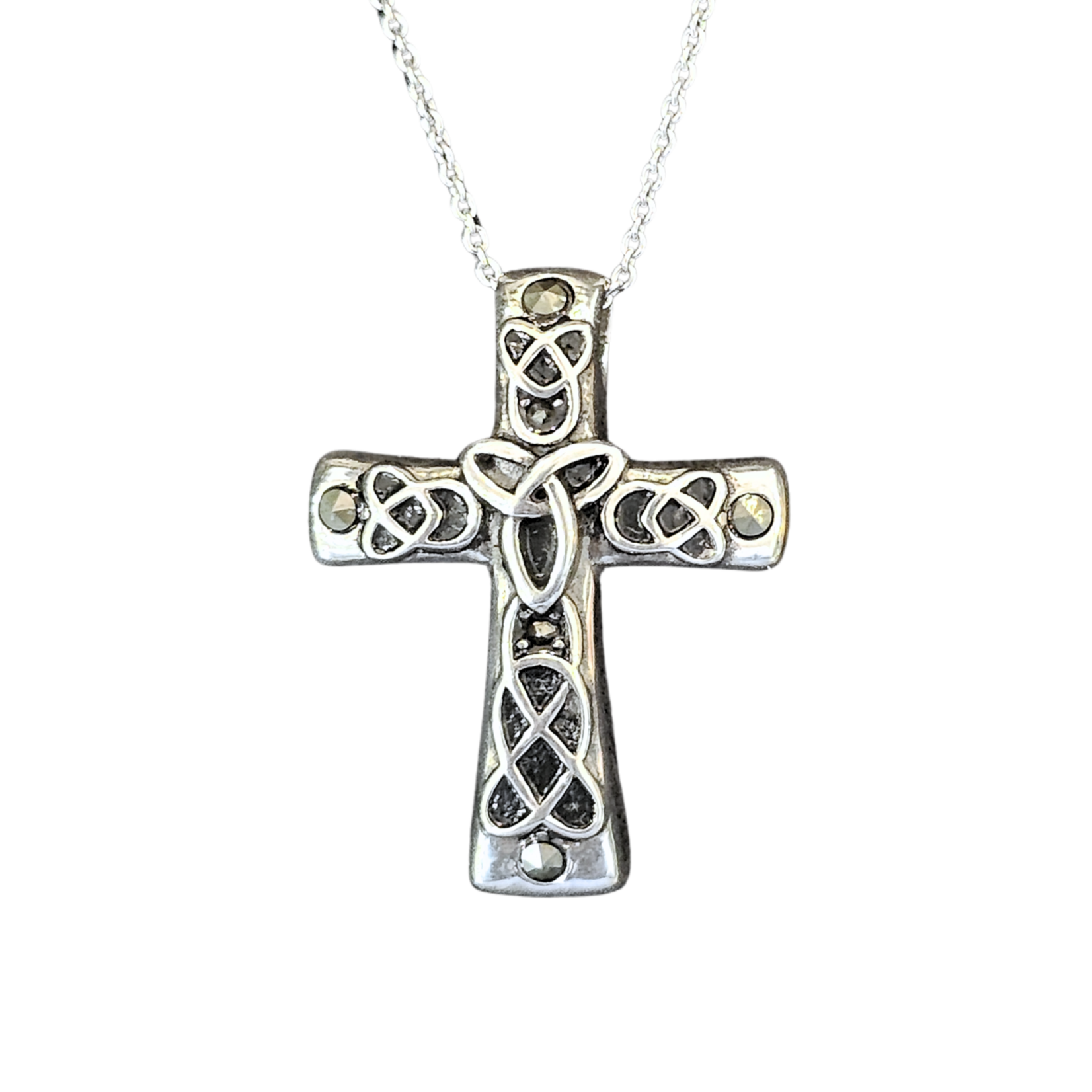 Necklace: SS Marcasite Celtic Rope Cross