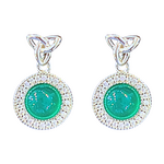 Earrings: SS Trinity CZ/ Green Agate Drop