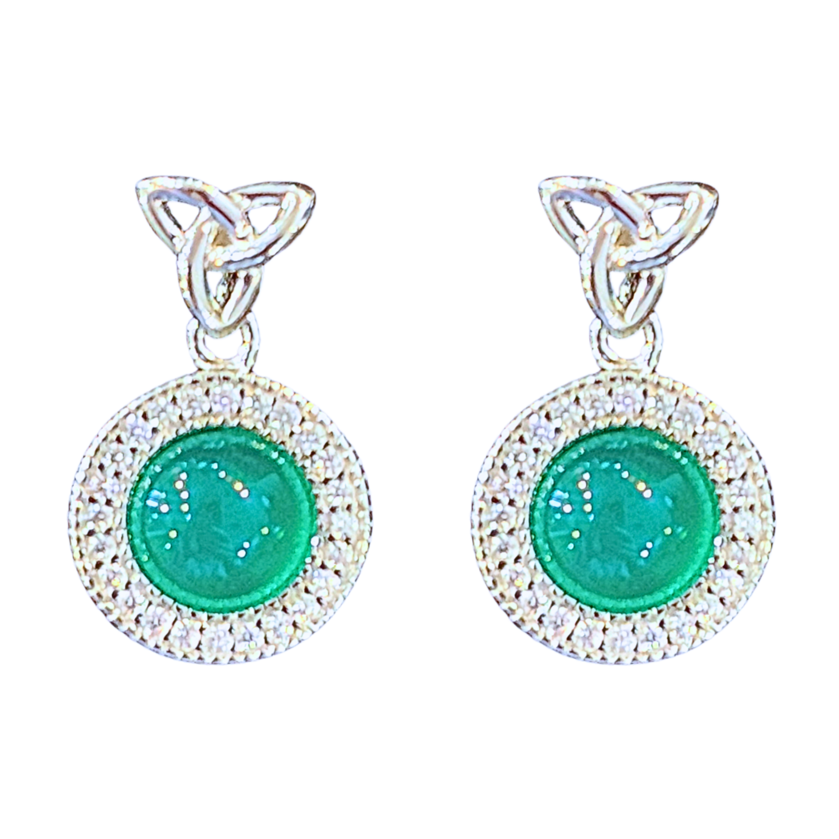 Earrings: SS Trinity CZ/Agate Drop