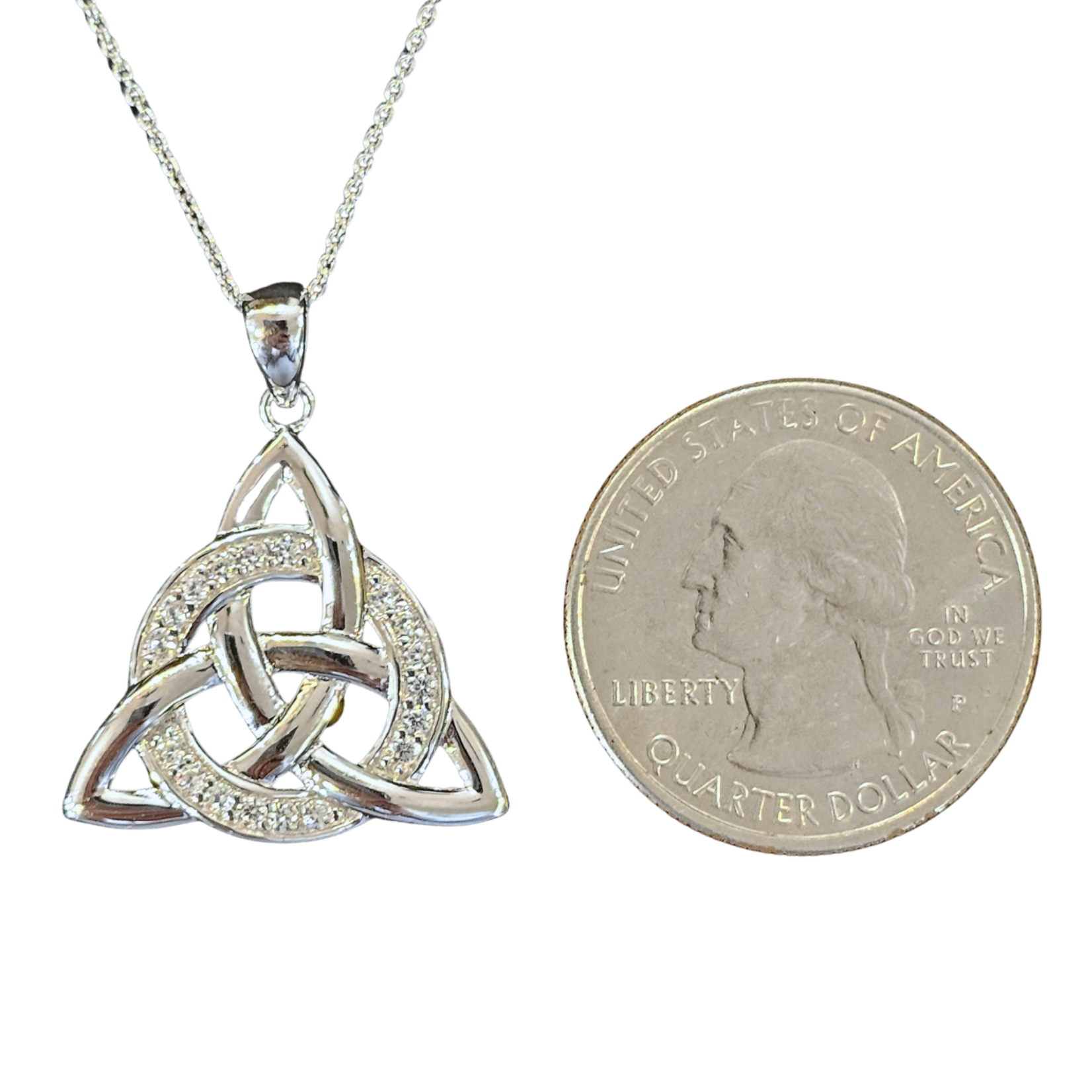 Necklace: SS Entwined CZ Circle Trinity