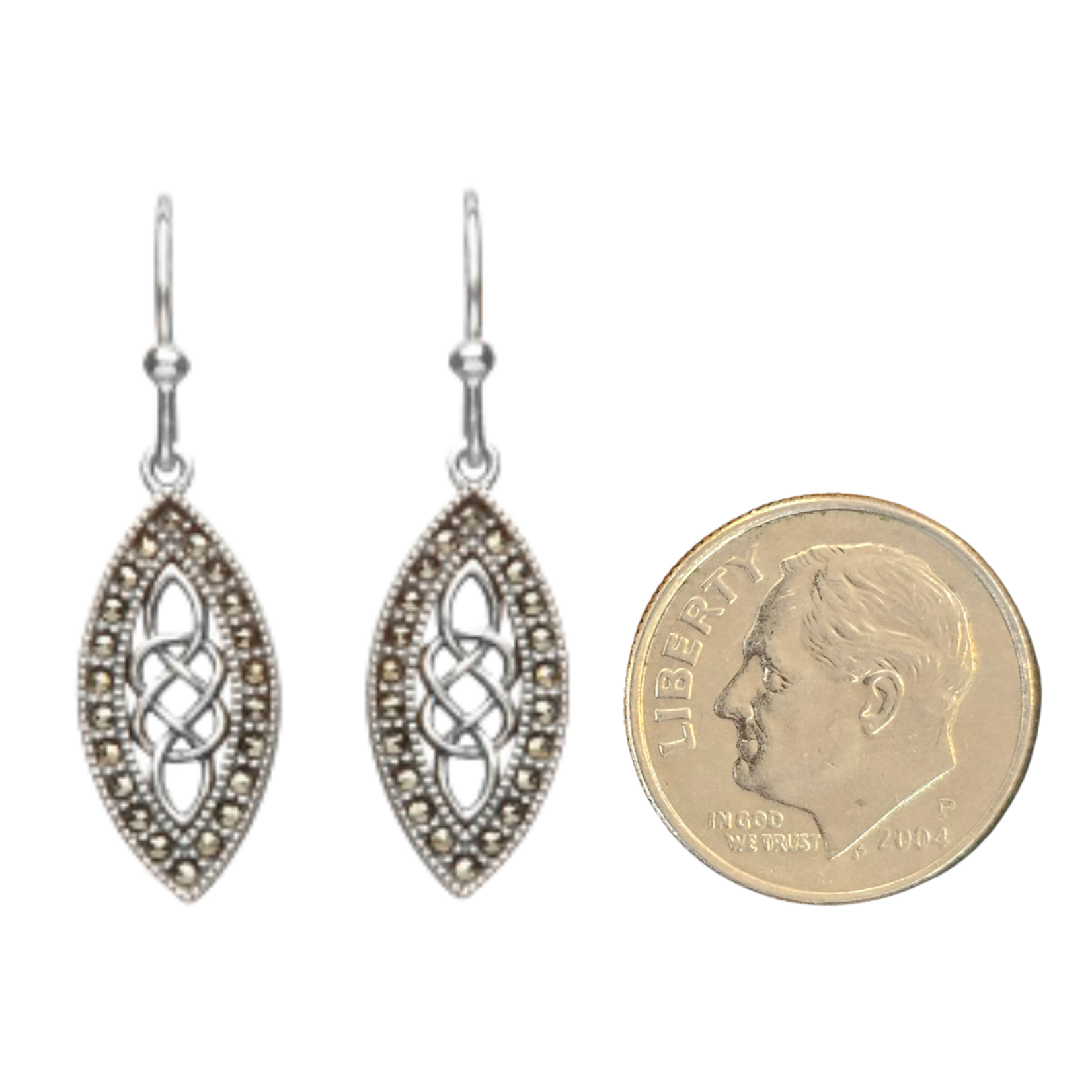 Earrings: SS Marcasite Celtic Drop