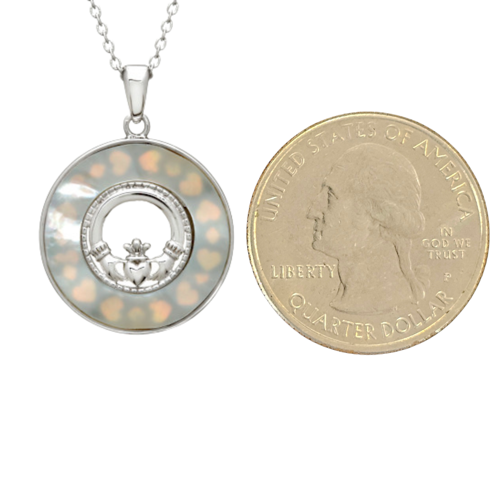 Necklace: SS Claddagh MOP
