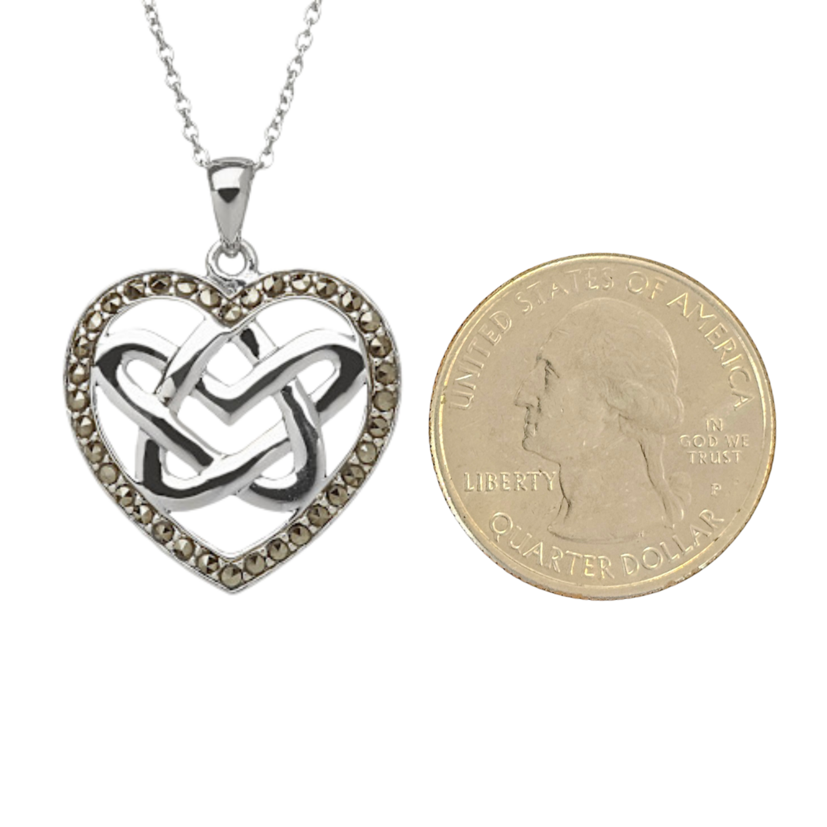 Necklace: SS Marcasite Dbl Heart