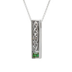Necklace: SS Celtic Box Green CZ