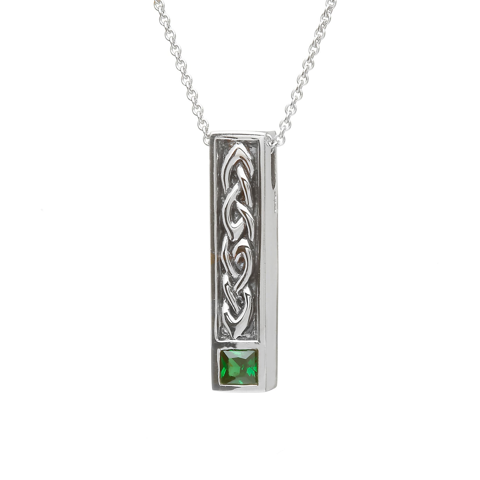 Necklace: SS Celtic Box Green CZ