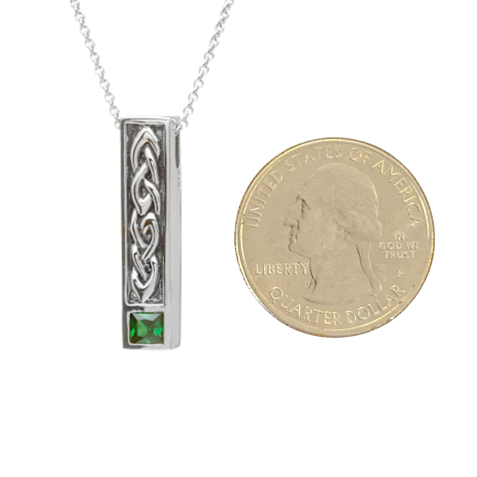 Necklace: SS Celtic Box Green CZ