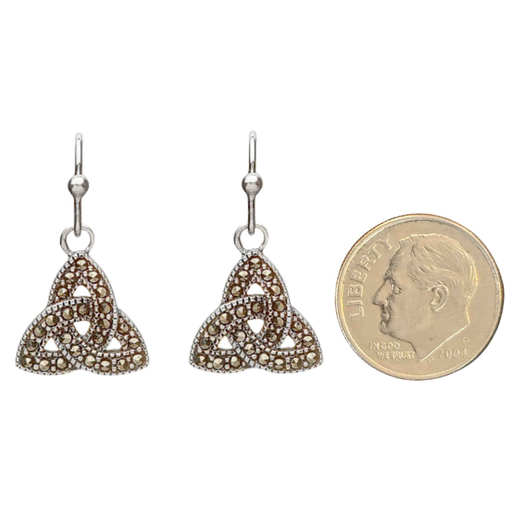 Earrings: SS Triquetra Drop, Marcasite