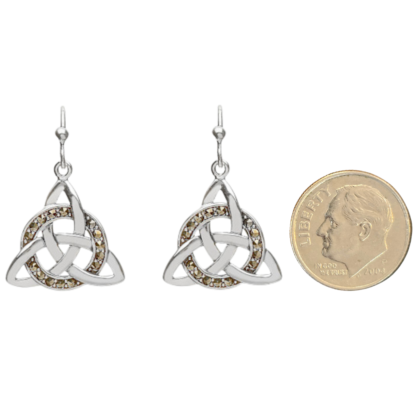 Earrings: SS Trinity Knot Drop, Marcasite