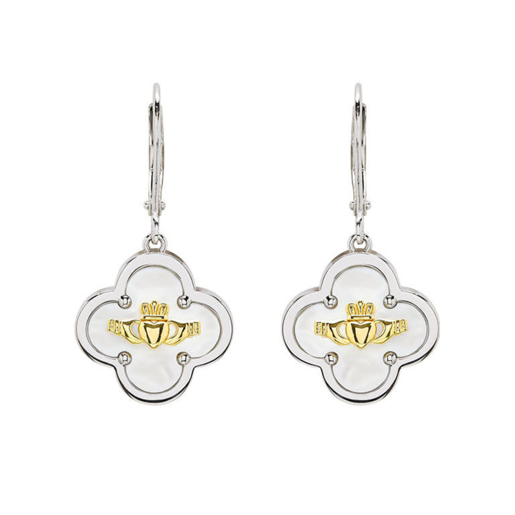 Earrings: Sterling MOP Claddagh GV