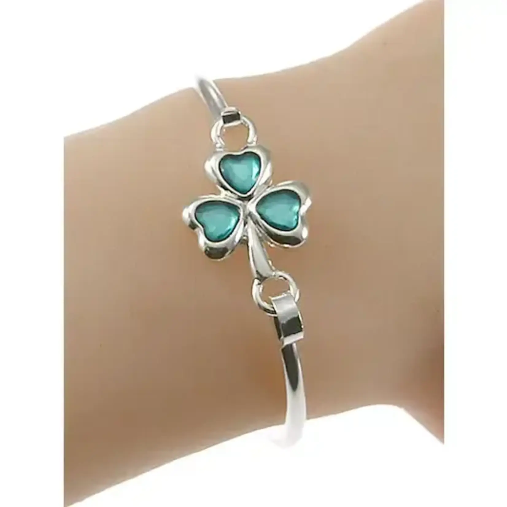 Bracelet: Shamrock Clover Leaf Casting Brass Bangle Bracelet