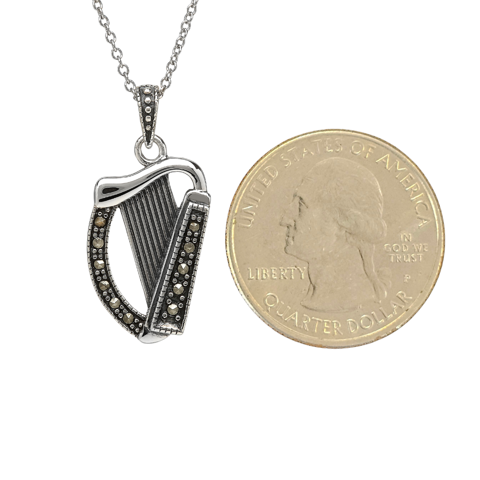 Necklace: SS Marcasite Harp