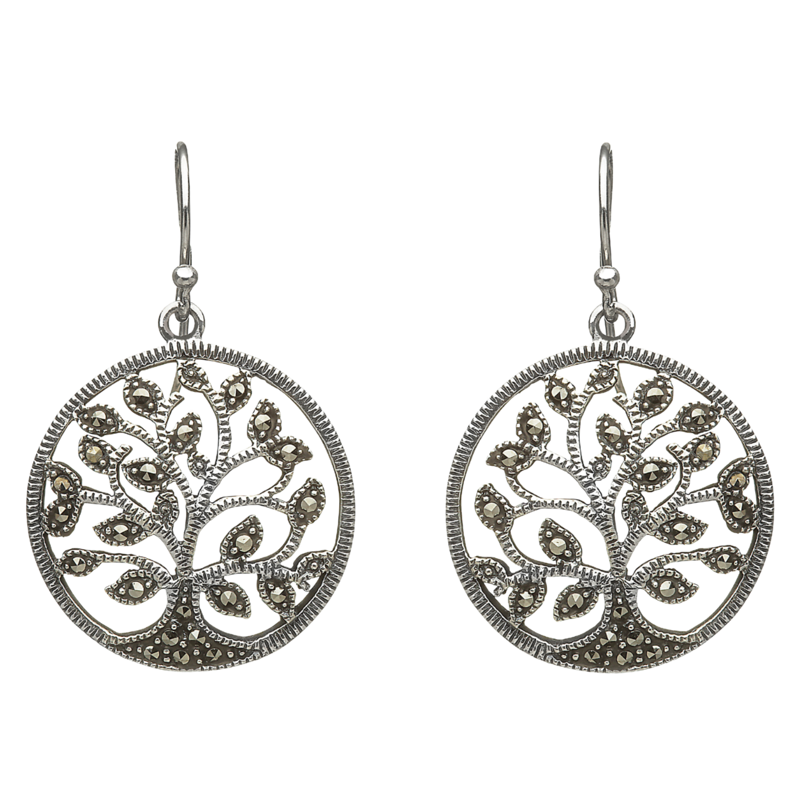 Earrings: Sterling Silver Marcasite Tree of Life