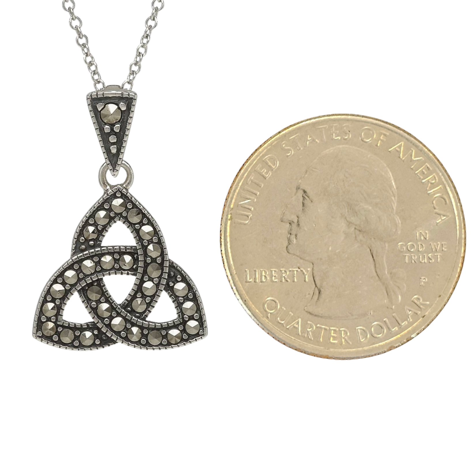 Necklace: Sterling Silver Trinity Knot Marcasite