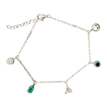 Bracelet: SS Knot Dangle Green CZ