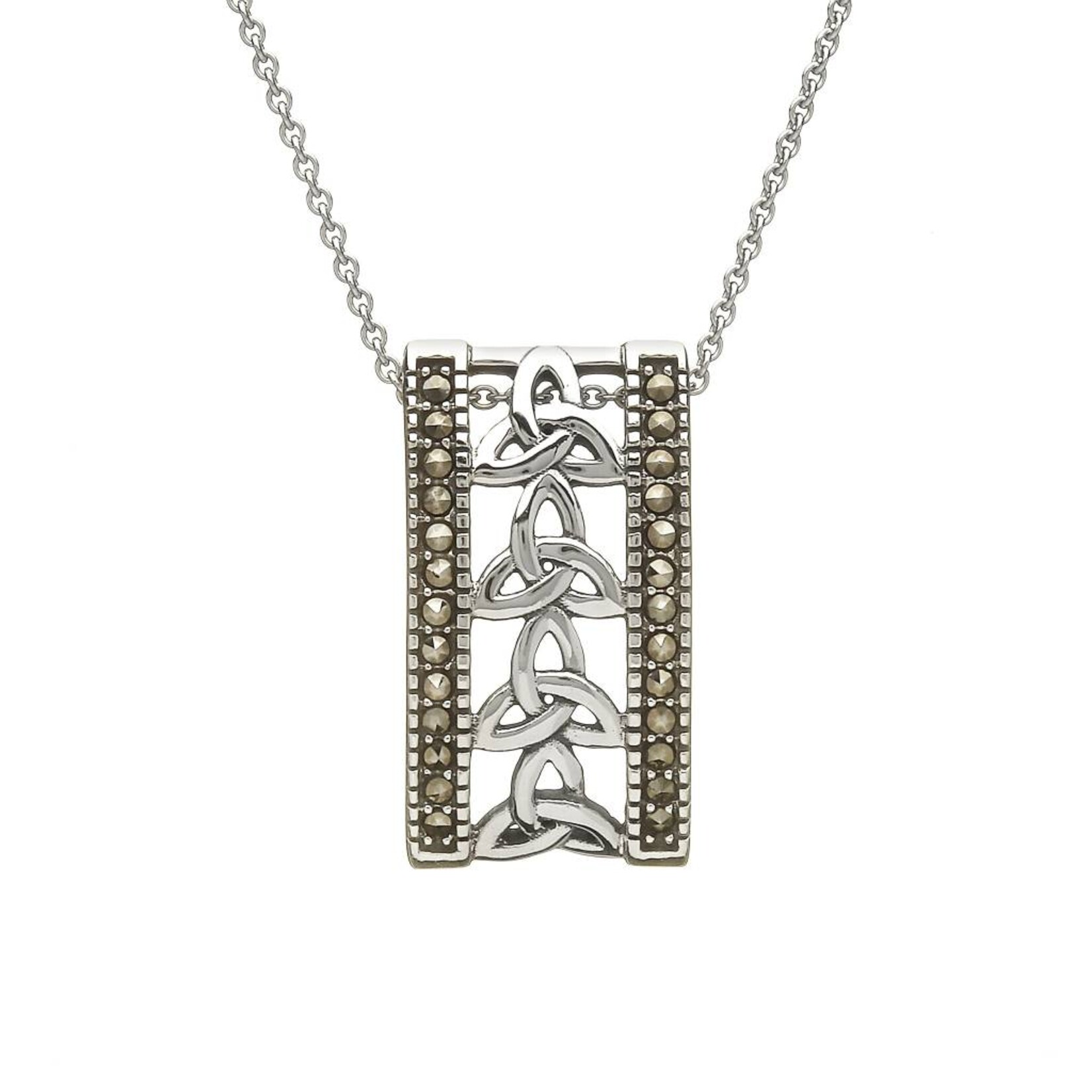 Anu Necklace: SS Trinity Knot, Marcasite