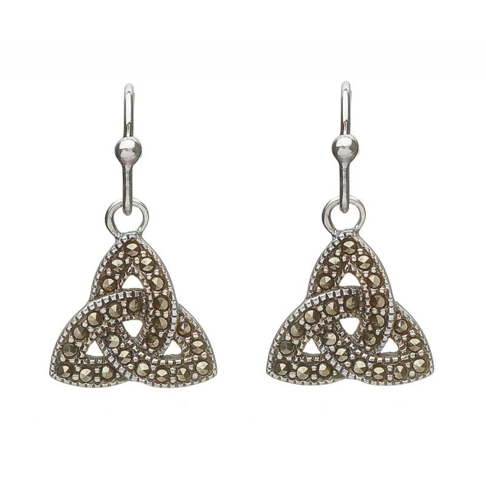 Earrings: SS Triquetra Drop, Marcasite