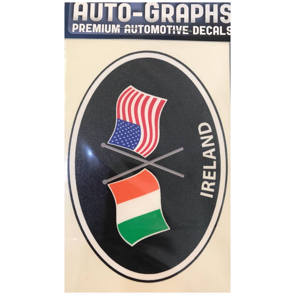 Sticker: Crossed Flags, Ireland/USA