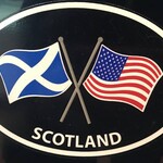 Sticker: Crossed Flags, Scotland/USA