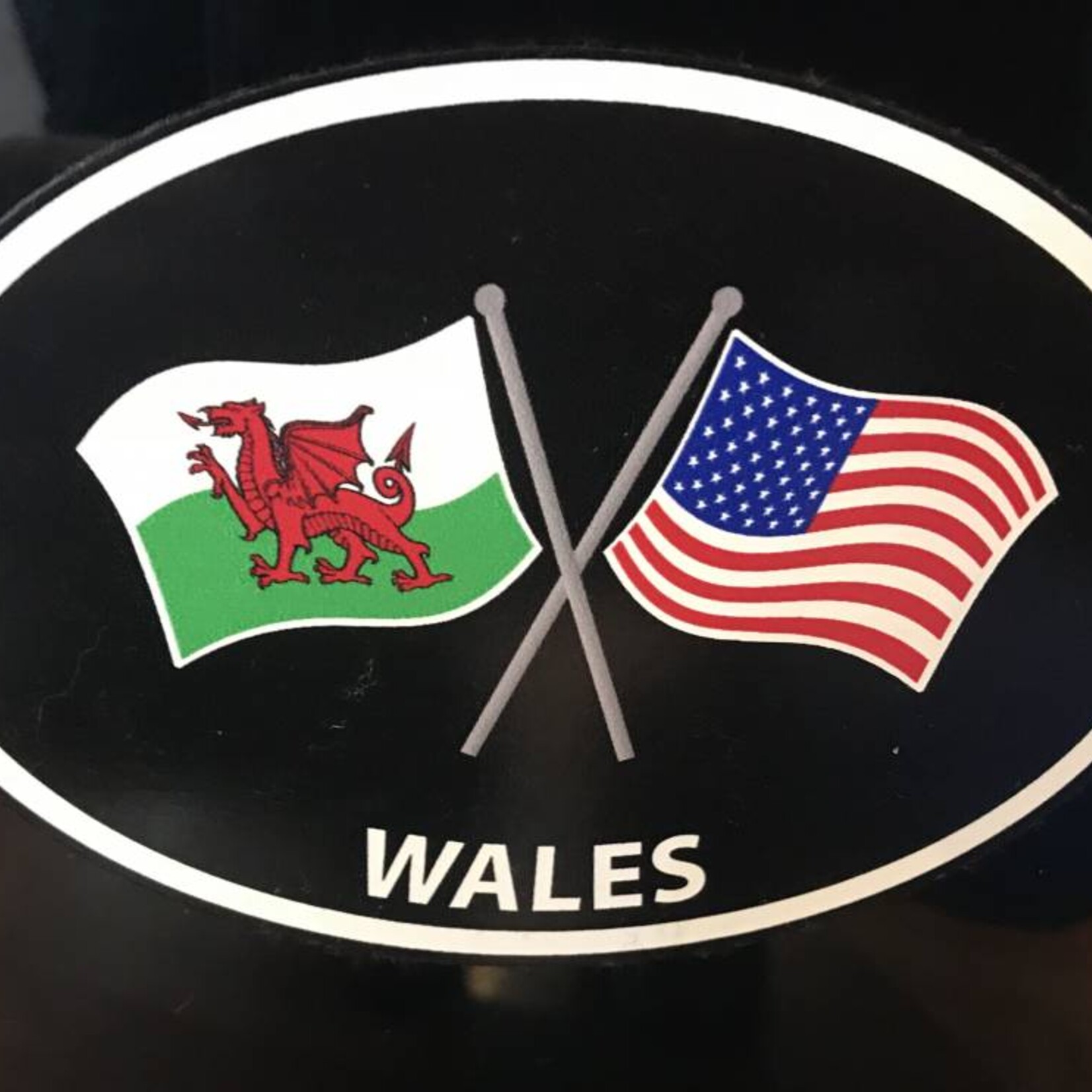 Sticker: Crossed Flags, Wales/USA