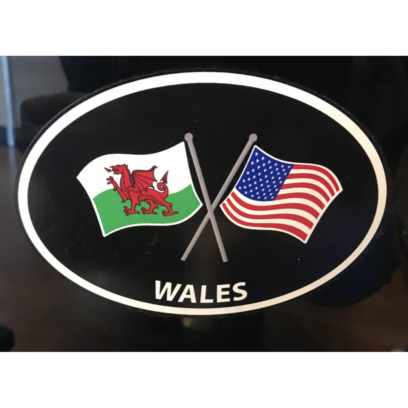 Sticker: Crossed Flags, Wales/USA