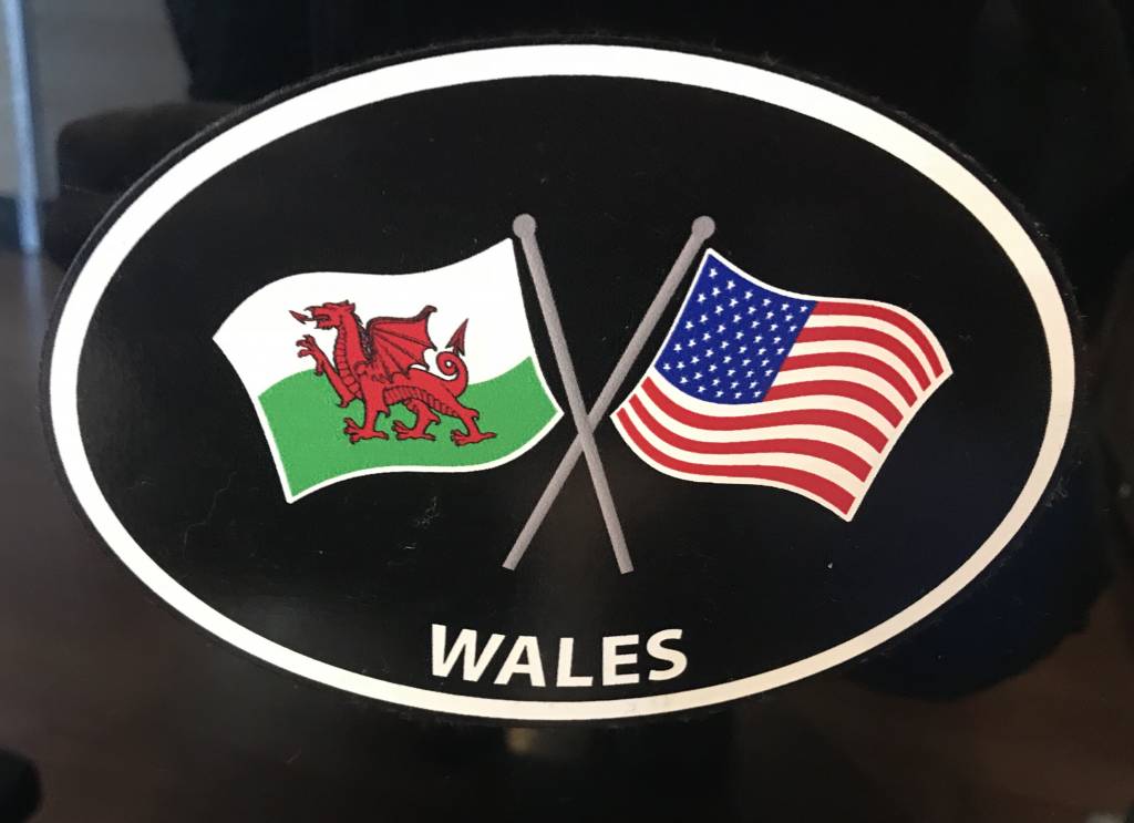 Sticker: Crossed Flags, Wales/USA