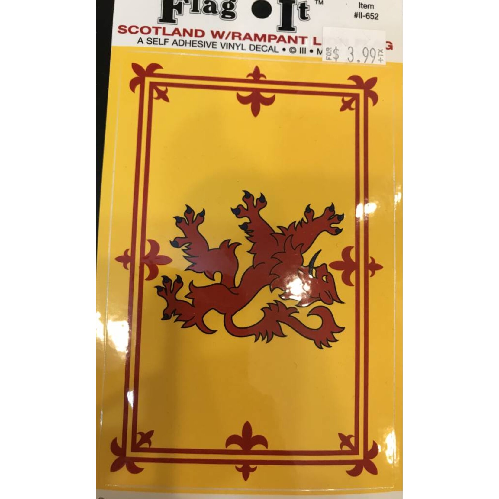 Decal: Vinyl Scotland Flag, Lion 3.5"x5"