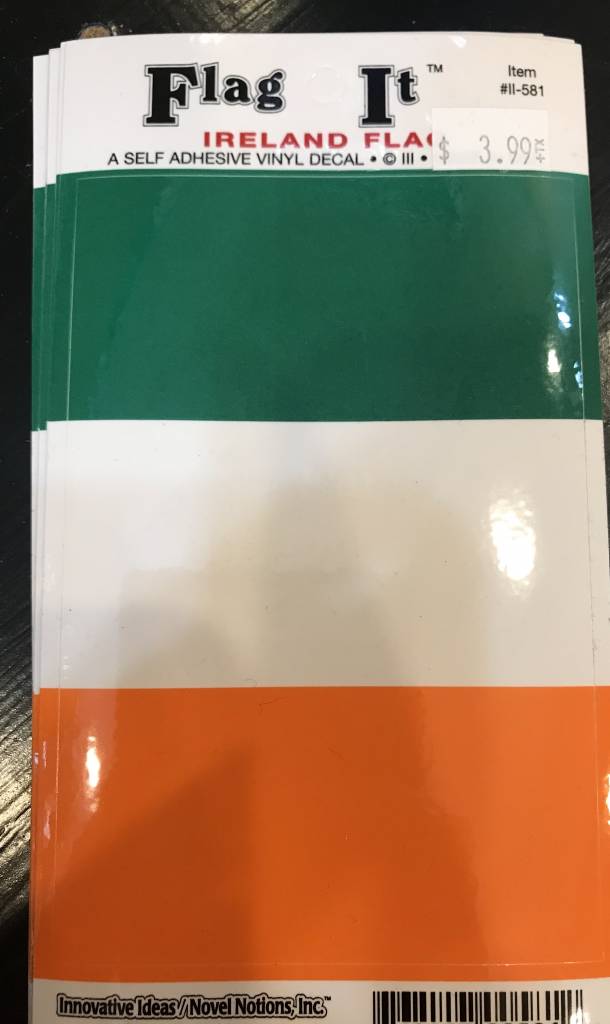 Decal: Vinyl Ireland Flag 3.5"x5"