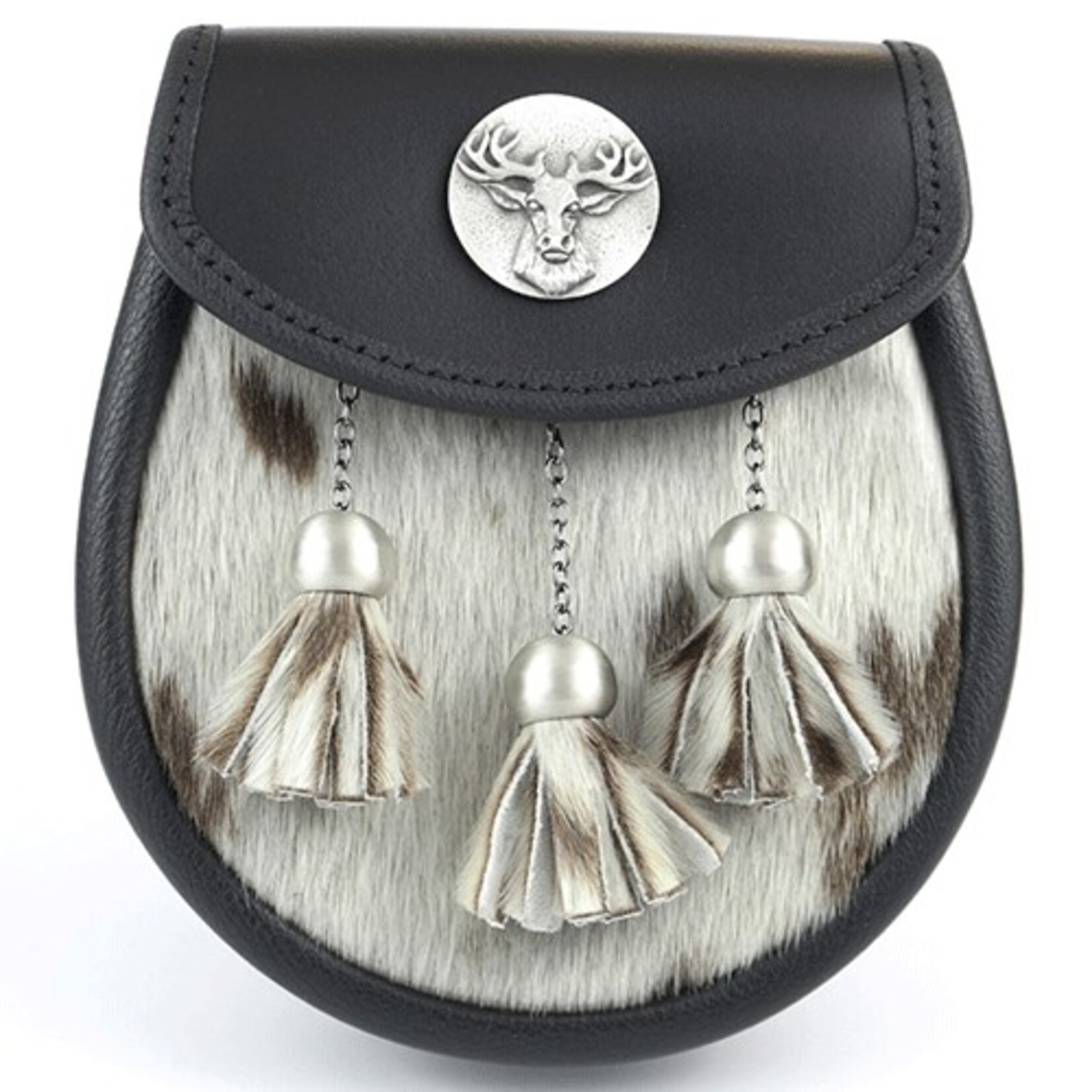 Glen Esk Sporran: Semi-Dress, Stag Mount, Black