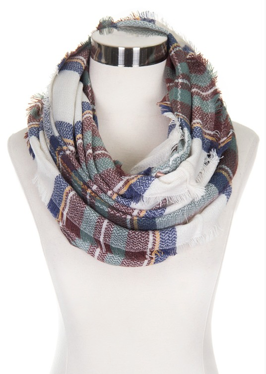 Wrapables® Plaid Print Winter Infinity Scarf and Beanie Hat Set, Blue and  Green at  Women's Clothing store