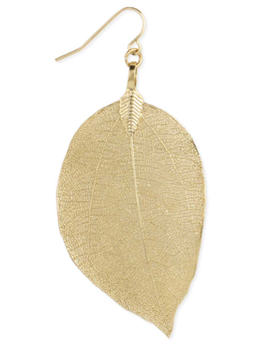 Gold Natural Leaf Earring