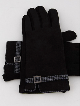 Houndstooth Buckle Gloves